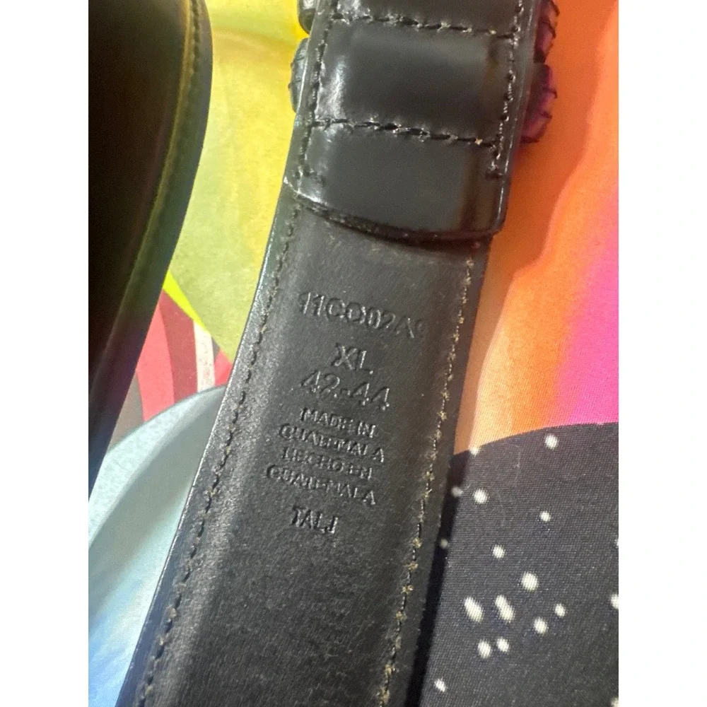Columbia Mens Black Leather Belt XL 42-44 Silver Buckle 11CO02A3